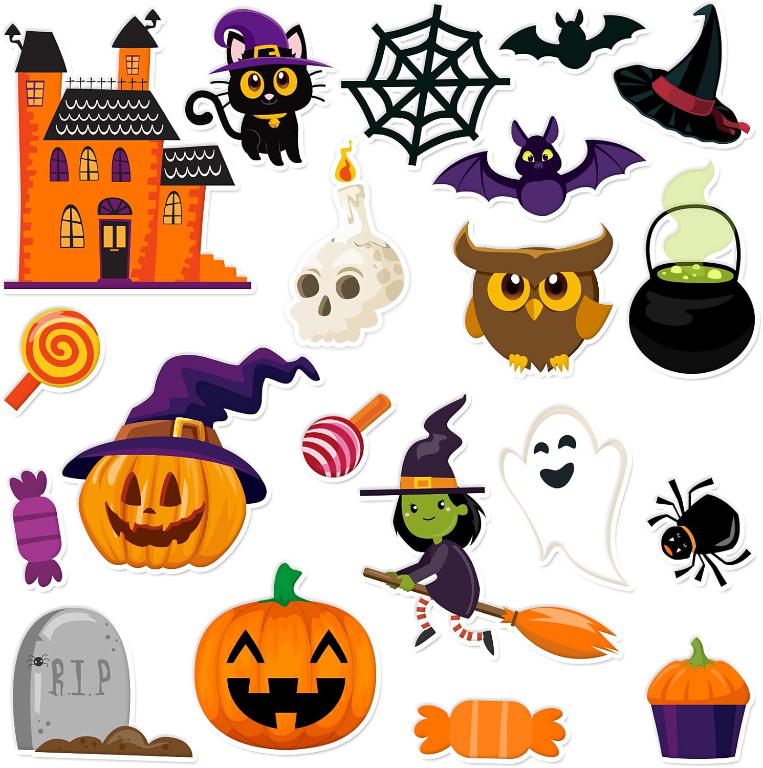 Window Treatments - 20 PCS Halloween Thick Gel Clings Halloween Window Gel Clings Decals Stickers for Kids, Toddlers and Adults Home Airplane Classroom Nursery Halloween Party Supplies Decorations (Halloween)