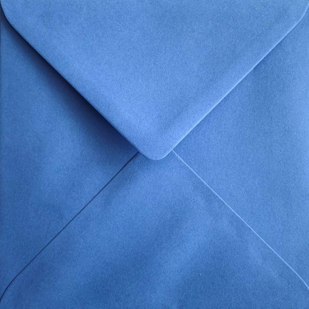 6x6 Cornflower Blue Coloured Square Envelopes Gummed 100gsm Pack of 25