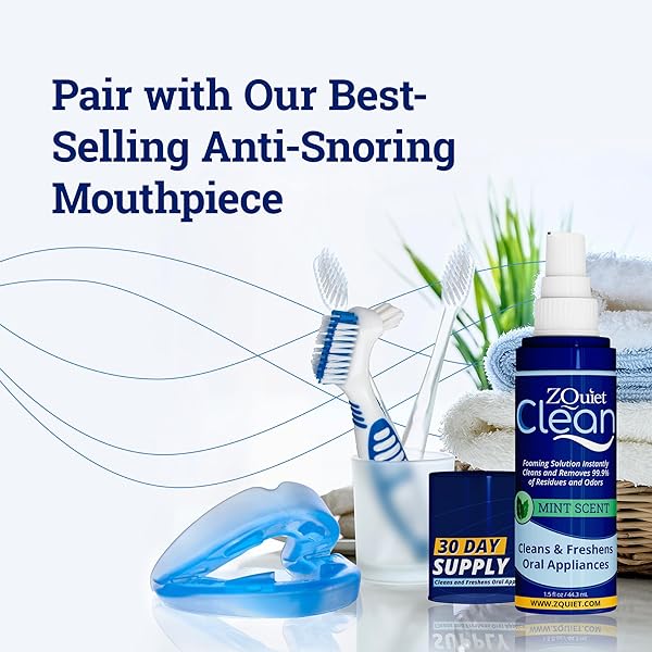 ZQUIET, CLEAN, CLEANING SOLUTION FOR ALL ORAL APPLIANCES, CHLORINE-FREE, FRESH MINT SCENT, TRAVEL-SIZE, TSA-COMPLIANT