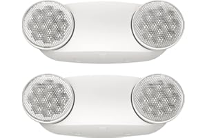 Spectsun Lighting 2 Pack Emergency Light, Wall Mount, UL 924 Certified, Battery Backup, 2 Bug Eye Heads, Commercial Lighting Fixtures