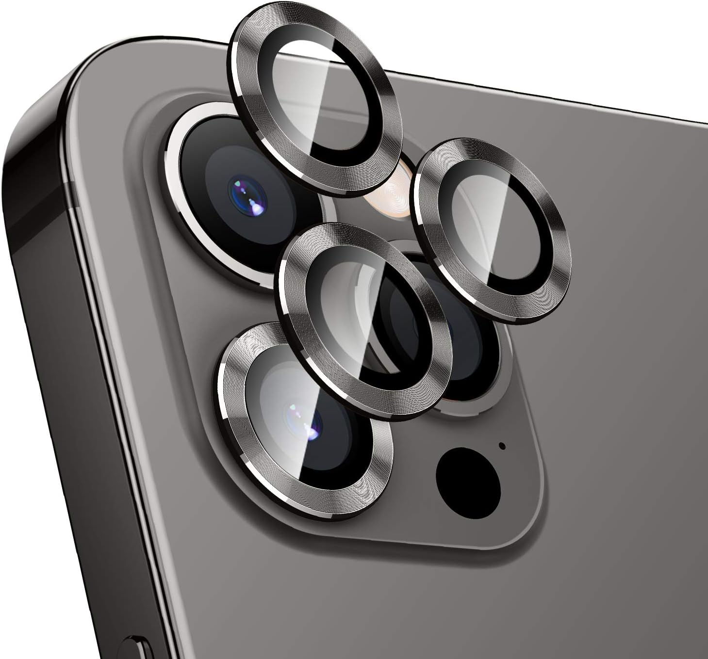 Amazon Com Hoerrye For Iphone 12 Pro Max Camera Lens Protector Metal Full Cover Tempered Glass Circle Screen Protection For Iphone 6 7 Graphite Black