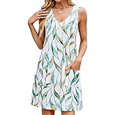 Woitury Summer Dresses for Women Casual Tank Dress with Pockets Swim Coverup Sundress