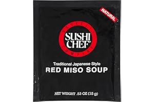 Sushi Chef Traditional Japanese Style Red Miso Soup with Shiitake Mushrooms, Tofu and Chives, (Box of 12 sachets at 15g Each)