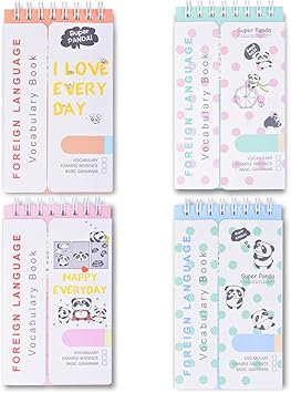 Amazon Suu 単語帳 単語カード 暗記カード 暗記帳 メモ帳 外国語学習 単語ノート かわいい動物パンダ ネコ ポケットサイズ 携帯便利 テスト暗記効率アップ 勉強 計画 受験 英語 漢字学習用品 4色 4冊 60枚 240枚大容量 超徳用 パンダ 単語帳 単語カード