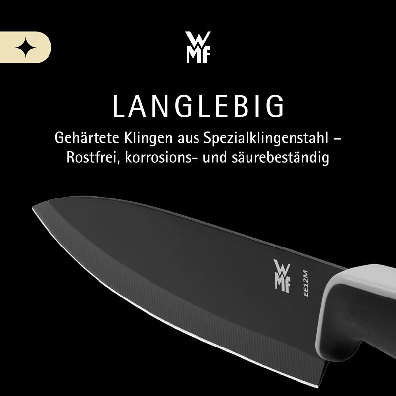 Touch Messerset 2-teilig – scharfes Küchenmesser-Set aus Spezialklingenstahl, antihaftbeschichtet und ergonomisch geformt, mit Schutzhüllen, bestehend aus Kochmesser und Gemüsemesser, schwarz