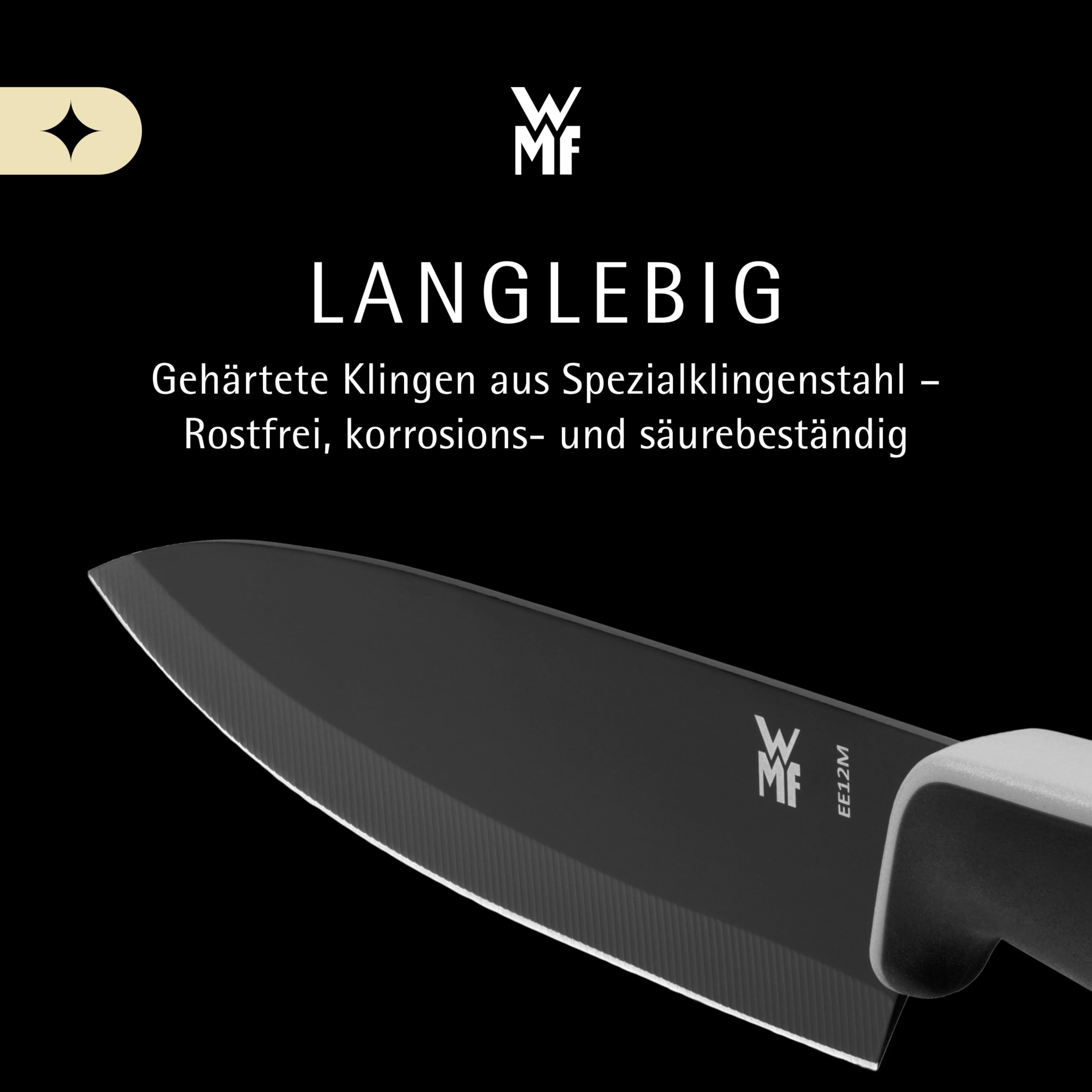 WMF Touch Messerset 2-teilig – scharfes Küchenmesser-Set aus Spezialklingenstahl, antihaftbeschichtet und ergonomisch geformt, mit Schutzhüllen, bestehend aus Kochmesser und Gemüsemesser, schwarz 3