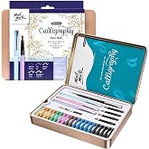 Mont Marte Calligraphy Set, 32 Piece. Includes Calligraphy Pens, Calligraphy Nibs, Ink Cartridges, Introduction Booklet and Exercise Booklet, Packaging May Vary