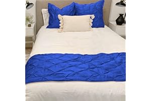 KBC linen Bed Runner 100% Cotton 800 Thread Count Pinch Pleated Bed Runner Solid, Easy Care Decorative Bed Scarf, 1 Piece Pinch Pleated Bed Runner, Twin Size (70"X20") Royal Blue