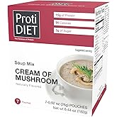 Proti Diet - Cream of Mushroom Soup Mix, High Protein, Low Calorie, 15g Protein, 90 Calories, 3g Fat, 7 Servings Per Box