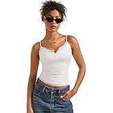 SUUKSESS Women Padded Lace Double Lined Tank Tops Sexy V Neck Summer Going Out Top