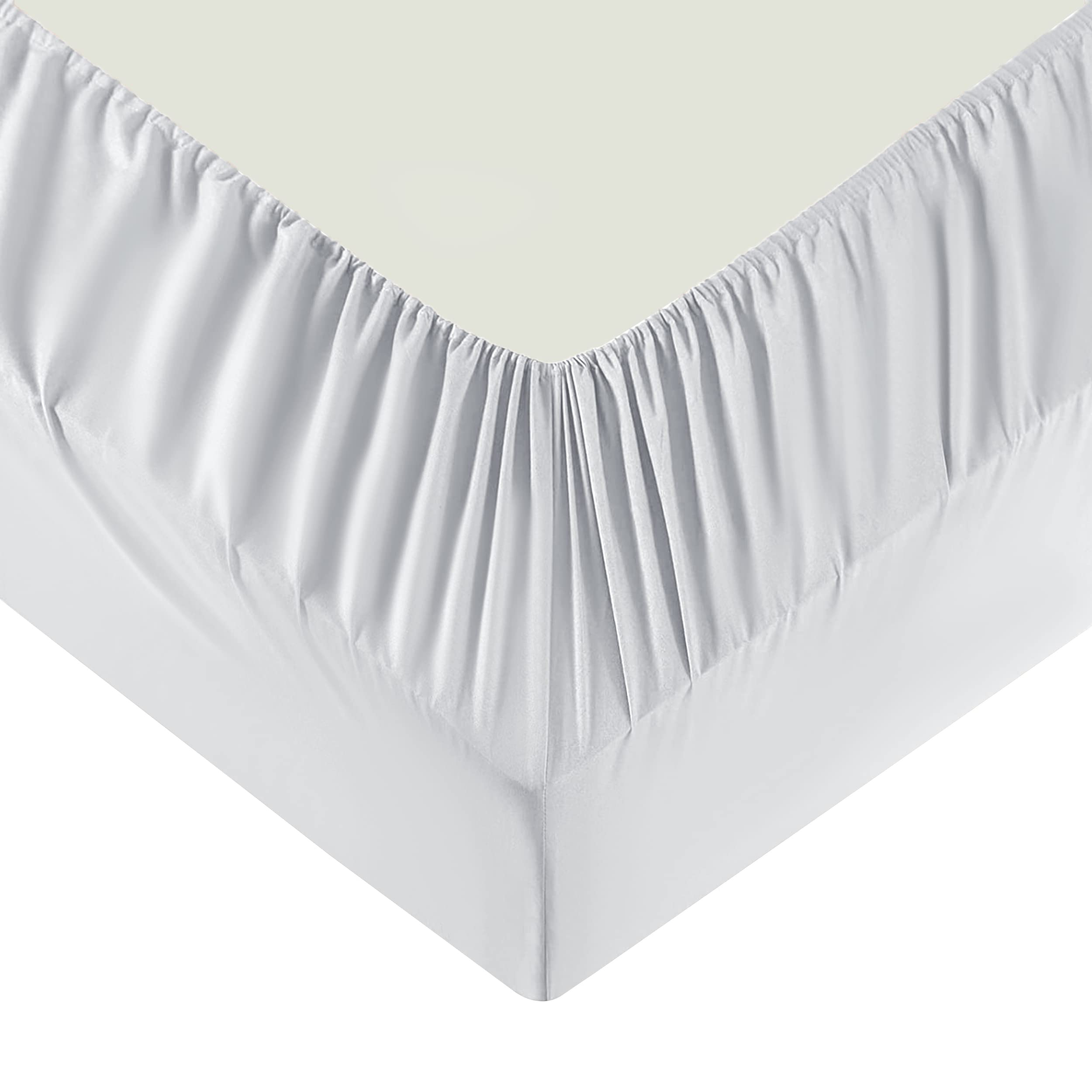 Moonlight Bedding King Size Fitted Sheets - 25cm Deep King Silver Fitted Bed Sheets - Soft Brushed Fabric Shrinkage, Wrinkle free And Fade Resistant Easy Care Bed Sheet (152 x 200 Cm)