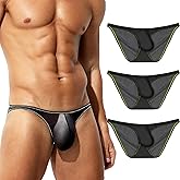 Dimgut Men's Semi Transparent Ice Silk Triangle Pants Low Waisted Sexy Bikini Large Pouch Underwear