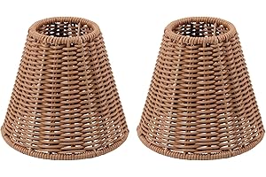 CONCHLERY 2 Pcs Clip-On Chandelier Lamp Shades Cone Imitation Rattan Lamp Shades Replacement Clip on Lamp Shade for Floor Lam