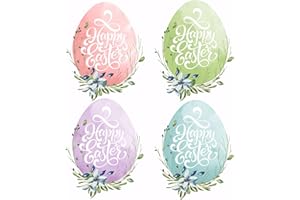 Mobiusea Creation Happy Easter Stickers | 60-Pack Easter Egg Stickers for Baskets and Decorations | 1.7 x 2.1 inch | Watercolor Bunny Flowers Clear Label Sticker