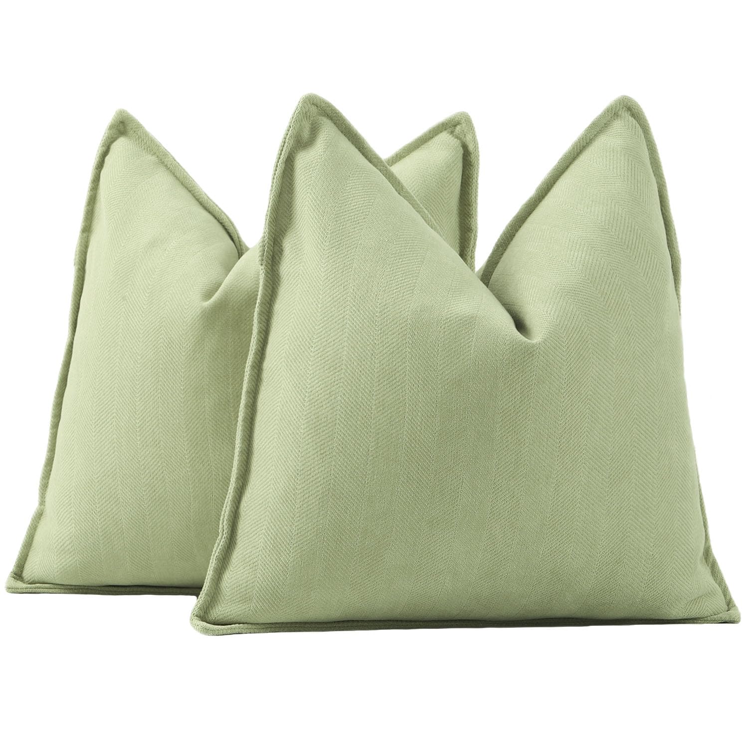Madizz Textured Chenille Cushion Covers Set of 2 Super Soft Decorative Throw Pillow Covers Boho Pillowcases Modern Home Decor for Sofa Bedroom 18x18 inch, 45x45 cm, Green — image 1