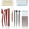 Polymer Clay Tools, Modeling Clay Sculpting Tools Kits for Pottery Sculpture, Include Wooden Dotting Tools,Rubber Tip Pens,Ball Stylus Tool,Modeling Tools Pottery Tools,Rosewood Ceramics Tool (23Pcs)