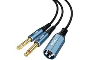 Tisino Dual 1/4 inch to XLR Male Y Splitter Cable (10FT), Male XLR to Dual 6.35mm TS Mono(Stereo L/R) Plug Microphone Audio C