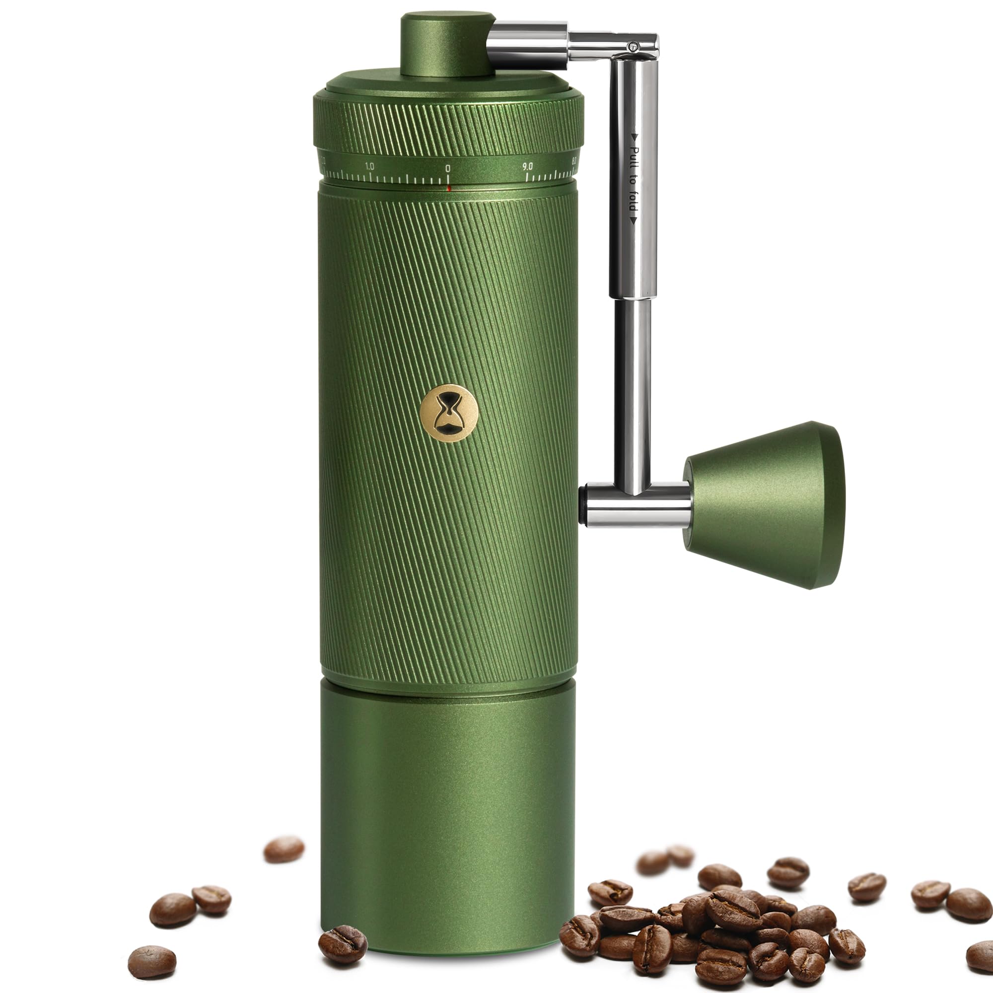 Manual Coffee Grinder S3 TIMEMORE, External Adjustment, Folding Handle， Upgrade Integrated All-Metal Body, Espresso Moka Pour Over French Coffee, Green