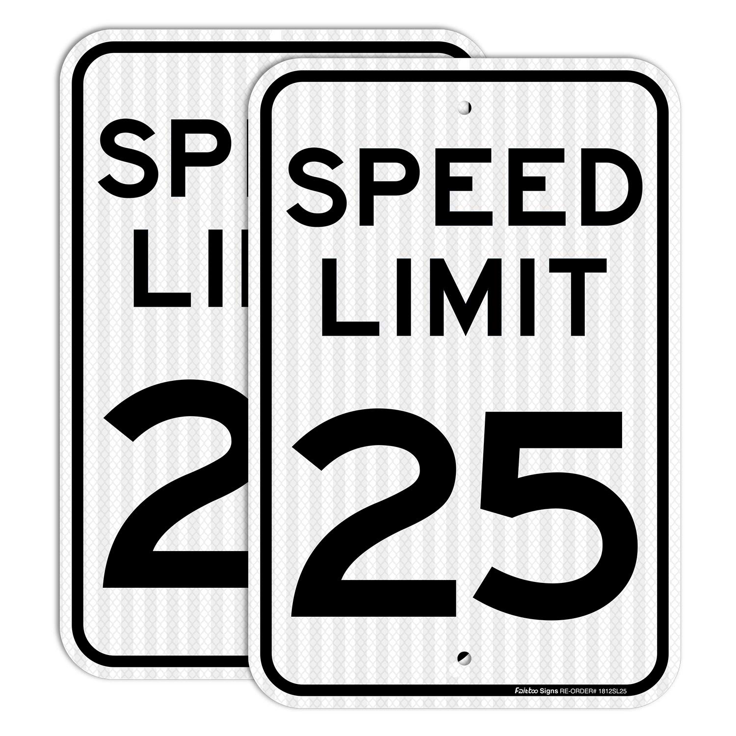 Photo 1 of 2 Pack 18 x 12 Inch Aluminum Traffic Signs - 25 MPH Speed Limit, Rust Free, Weather Resistant, Waterproof, Reflective Sheeting, Easy Mount