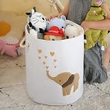 INough Baby Laundry Basket Canvas 58L Collapsible Drawstring Elephant view 2