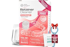 B. WEISS Weiss Naturals Retainer Cleaner Tablets, Invisalign Cleaner, Remove Stains, Odors & Plaque, FSA & HSA Eligible, Night Guard Cleaner PERSULFATE & DYE-FREE 4-Month Supply, Denture Cleaner, 120 Tablets