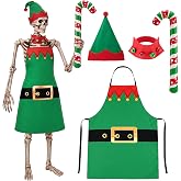 Shinymoon 4 Pcs Christmas 12 ft Skeleton Costumes Accessory | Snowman Gingerbread Elf Santa Claus, Hat Apron Choker, Inflatable Candy Cane, Complete Outfit, Winter Garden Outdoor Decor