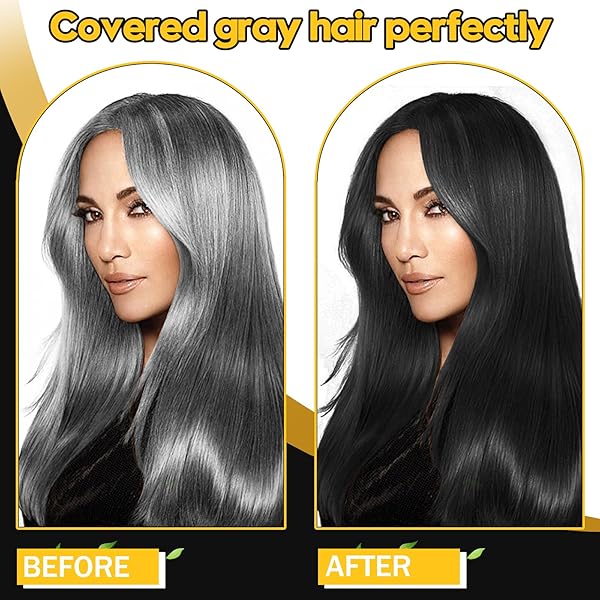 URRZNP 3 IN 1 HAIR DYE SHAMPOO FOR GRAY HAIR, HERBAL INGREDIENTS NATURAL SHAMPOO DYE FOR WOMEN & MEN (BLACK)