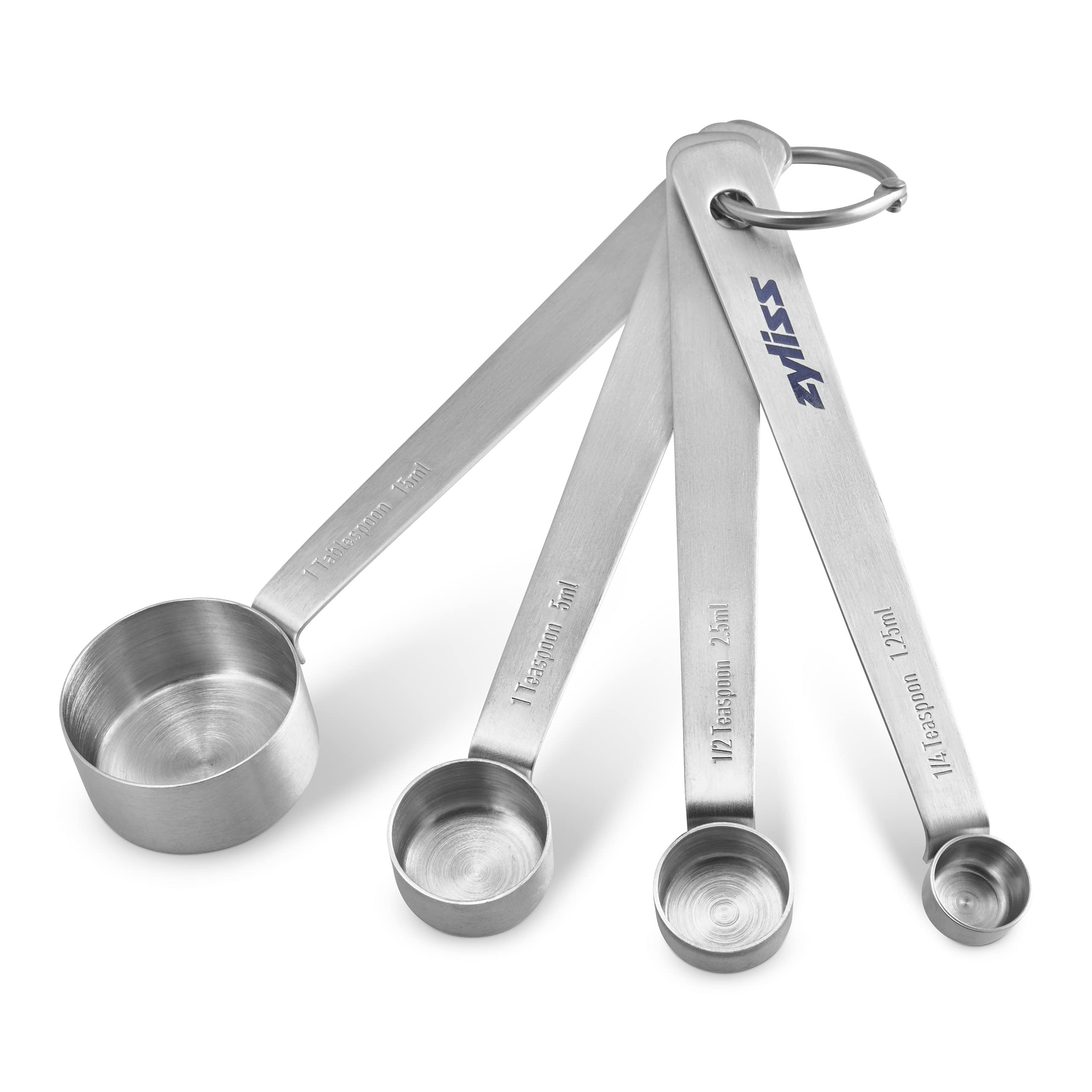 Zyliss Measuring Spoons Set for Measuring Baking Ingredients/Liquid/Dry Items/Hot Chocolate, Includes 4 Stainless Steel Spoons