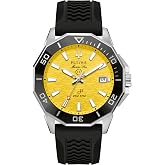 Bulova Men's Marine Star High Performance Quartz Series C Watch, Black Silicone Strap, Yellow Dial (Style: 96B431)