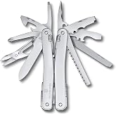 Victorinox Swiss Tool Spirit MX, 24 Function Multitool with One-Hand Blade | Silver Swiss Made Multitool Features Nylon Pouch, Lockable Scissors, Wood Saw, Metal File, Pliers and Wire Cutters