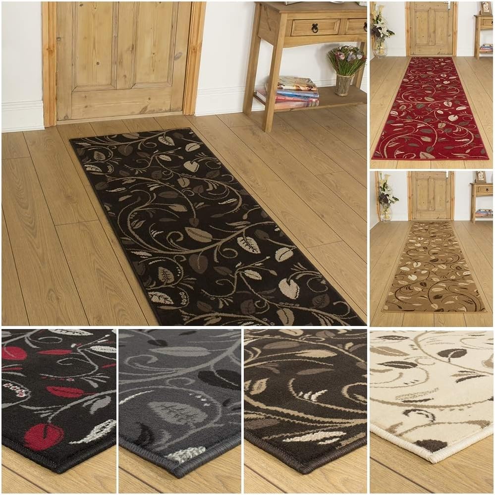 runrug Carpet Runner Rug - For Hallway, Kitchen Floor, Corridor - Width 60cm x 150cm Long - Brown Scroll