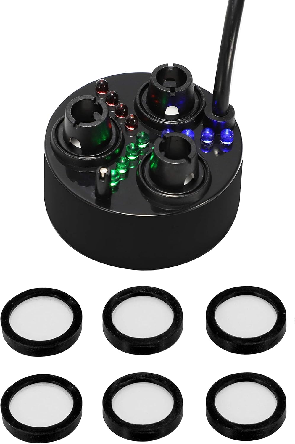 Indoor Fountains & Accessories - Mxmoonant 3 Head Ultrasonic Mist Maker Fogger Plastic Atomizer Air Humidifier 1500mL/H with 6 Spare Atomization Discs for Water Pond Aquarium Rockery Sink