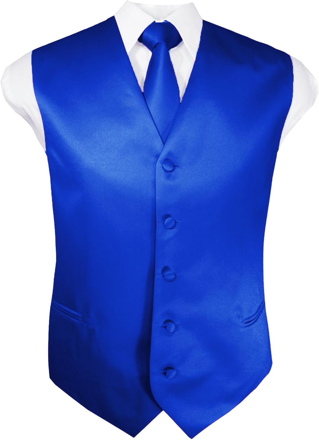Guytalk Mens Solid Tuxedo Suit Vest, Tie and Hanky Set(30 Colors)