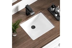 KARAMAG 14 Inch Small Undermount Bathroom Sink Rectangle Undermount Sink White Ceramic Under Counter Bathroom Sink with Overflow (14.4"x12.7")