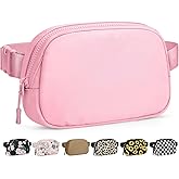 Pritent Fanny Packs for Women Cross Body Bag Waterproof Belt Bag with Adjustable Strap and Zipper Back Pocket Small Crossbody Bags Fashion Waist Packs for Workout Travelling(Light Pink)