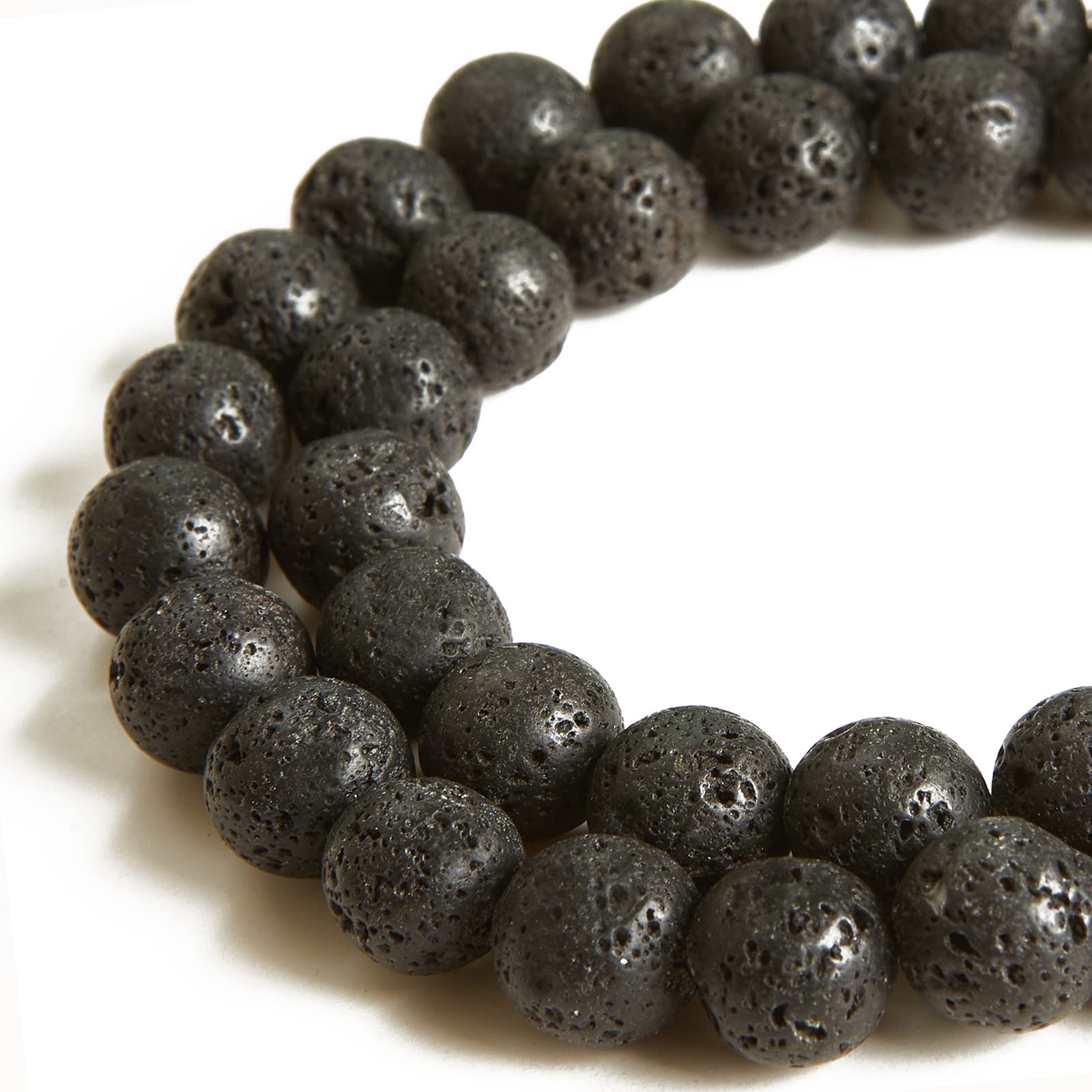 View 1 of 100pcs 6mm Black Lava Beads Natural Gemstone Beads Round Loose Beads for Crafting and Jewelry Making