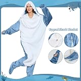 TBGENIUS Shark Blanket Onesie Adult Kids Shark Hoodie Cozy Fleece view 2