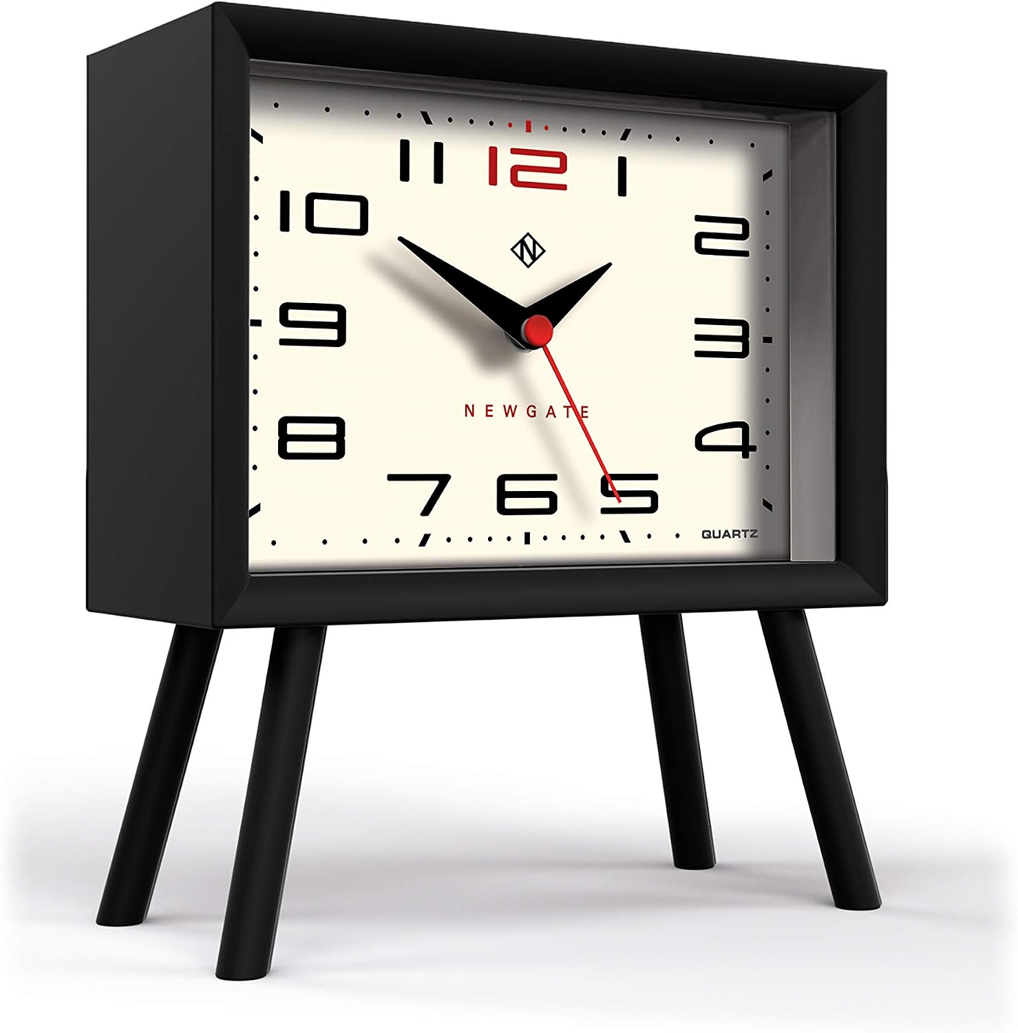 NEWGATE Henry Mantel Clock Black with Silent Non-Tackle Movement, Plastic, Cream, 19 x 16.5 x 7.5 cm, 19 x 16.6 x 7.5cm - Image 4
