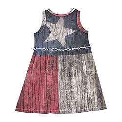 Aflyko Girls Sleeveless Dress Texas Flag Wooden