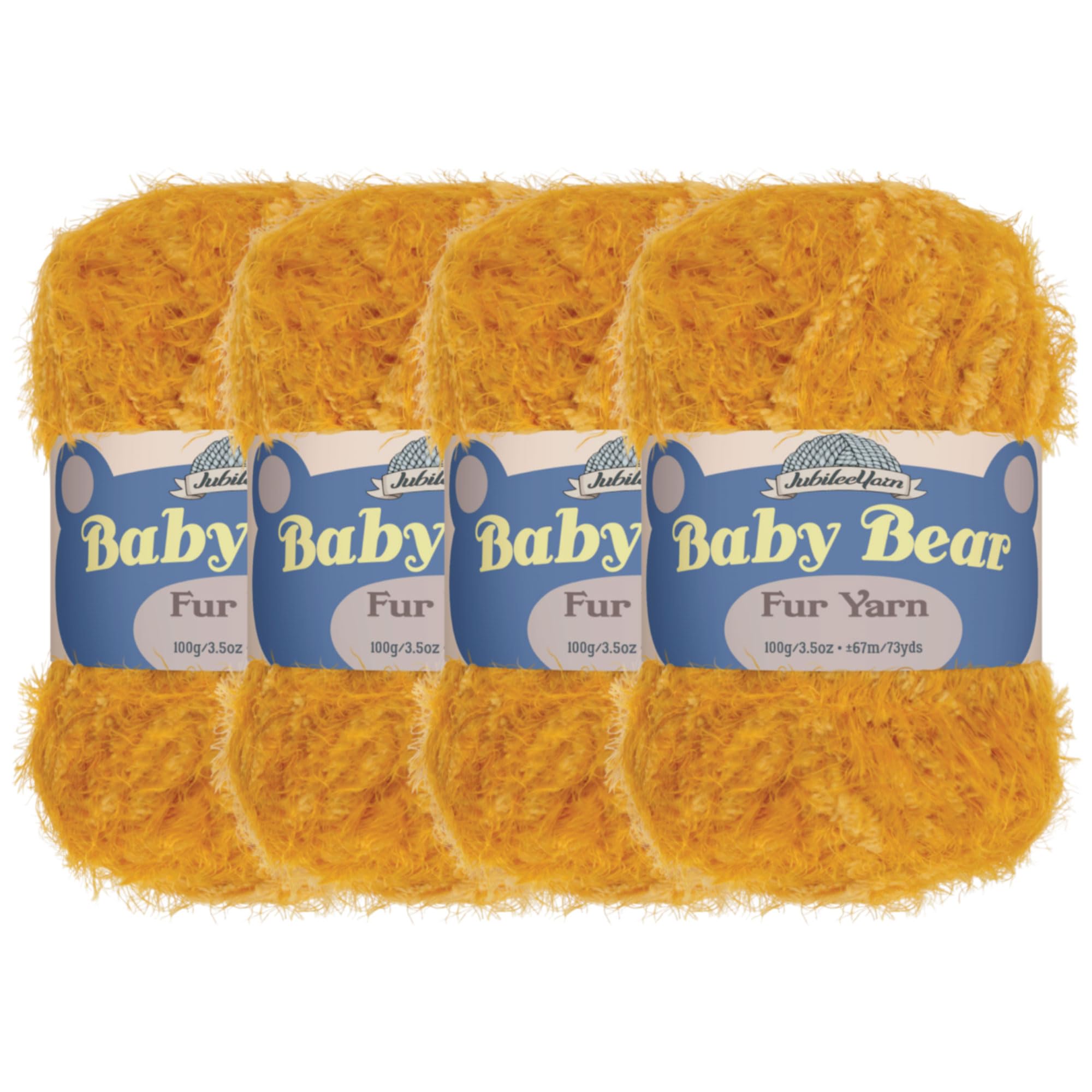 JubileeYarn Baby Bear Yarn - Chunky Weight Polyester Fur - 100g/Skein - Butterscotch - 4 Skeins