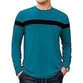 Hardaddy Men's Long Sleeve Tee Shirts Color Block Pullover Casual Basic T-Shirts