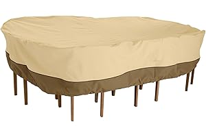 Classic Accessories Veranda Water-Resistant 128 Inch Rectangular/Oval Patio Table & Chair Set Cover, Outdoor Table Cover