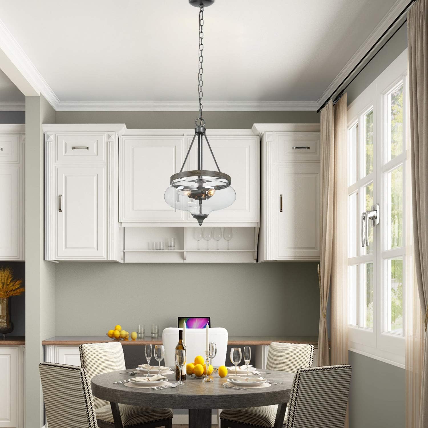 KSANA Glass Pendant Chandeliers for Dining Room, Kitchen Island, 12.5" D: Home Improvement