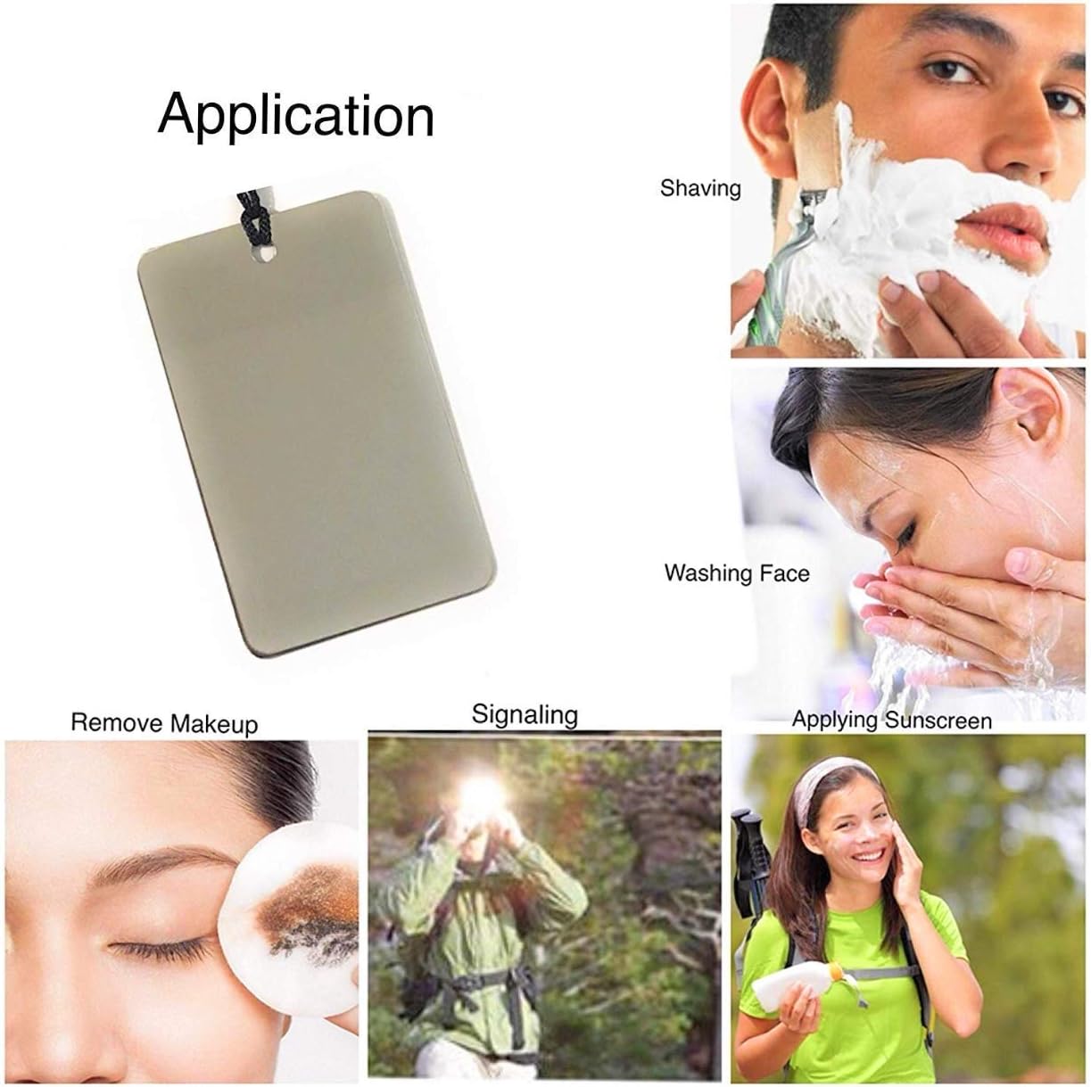 Markha Shower Shaving Mirror Fogless Travel Mirror Small Unbreakable Hanging Mirror with Rope for Camping, Traveling, Backpacking, Locker and Personal Use (Gray): Home & Kitchen