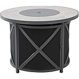 Amazon Brand - Ravenna Home Archer Outdoor Patio Firepit Table with Panel Top, 36"W, Gray