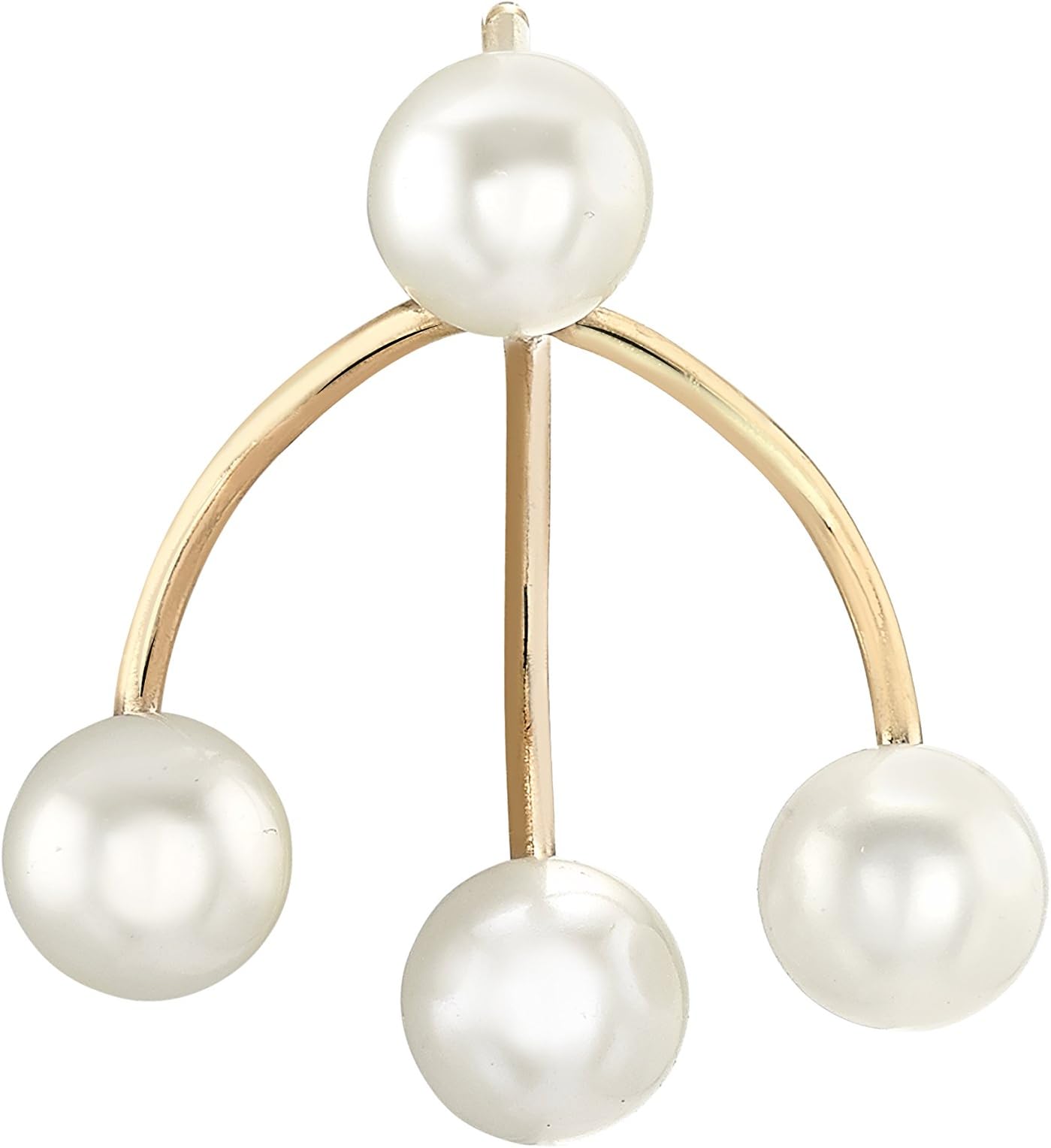Zoe Chicco Women's 14ct Yellow Gold Round White Freshwater Pearl Charm a Single Piece Ear Cuff