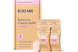 BLUELAND Bathroom Cleaner, 4-Pack Refill, Eucalyptus Mint Scent, Eco-Friendly Cleaning Supplies, 4 x 24 Fl oz