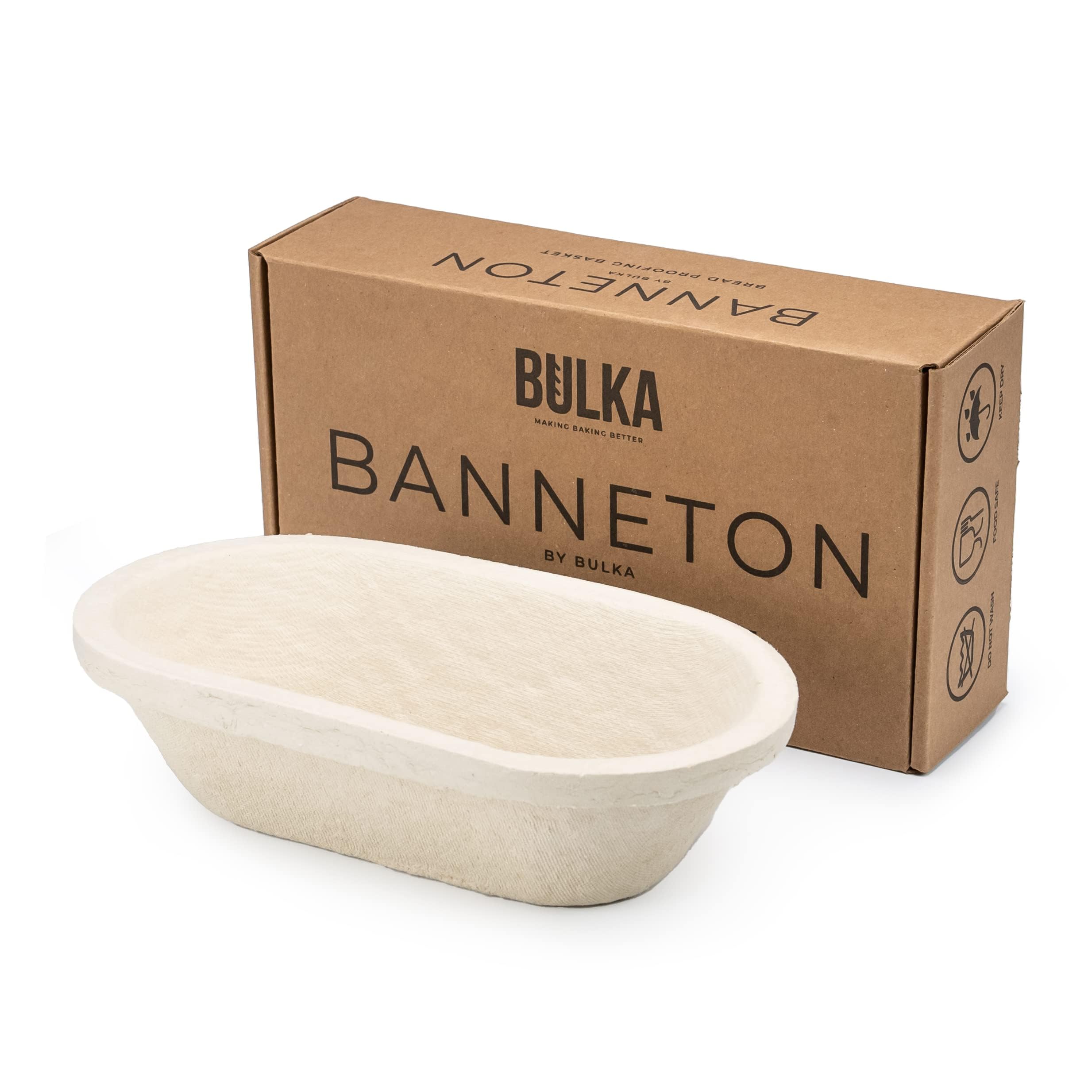 Photo 1 of Bulka Small Oval 500g Banneton Bread Proofing Basket Pressed Wood Pulp Brotform - Plane Non-Stick Batard Sourdough Banneton Basket, Made in Germany.