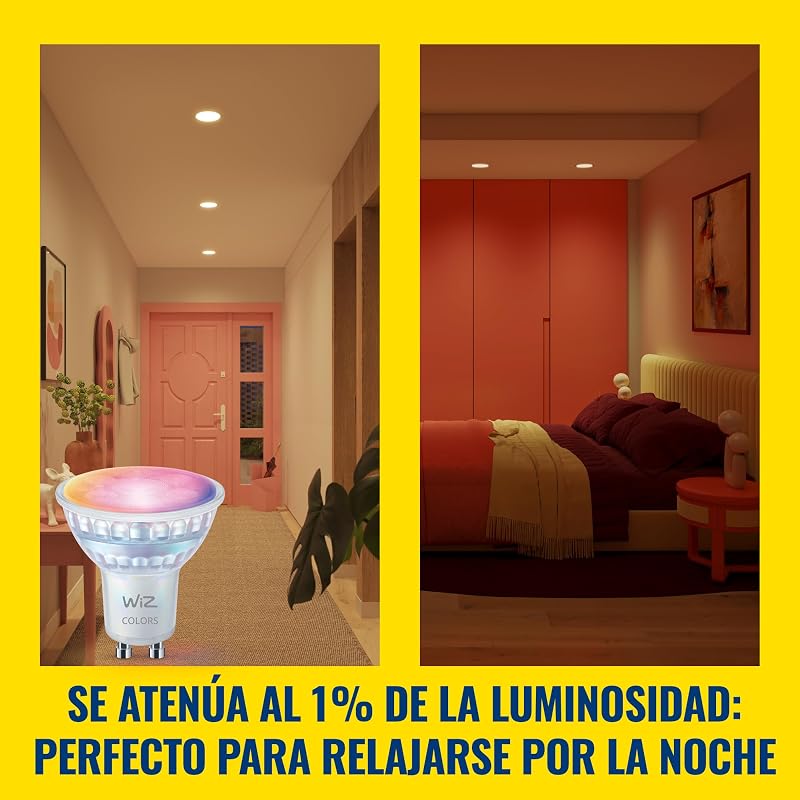 GU10 Glass Smart LED Spotlight, RGB, equivalente a 50 W, 2200-6500 K, 345 lm, regulável, compatível com Alexa, Google Assistant e Apple Home, 4 PCs.