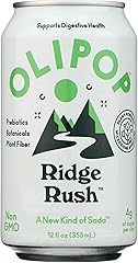 OLIPOP Prebiotic Soda, Ridge Rush, Blend of Prebiotics, Botanicals, Plant Fiber, 12 fl oz